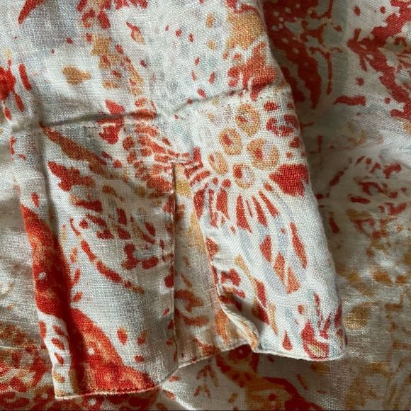 Chicos Linen Popover Tunic - 0P - Orange Paisley - Picture 4 of 7